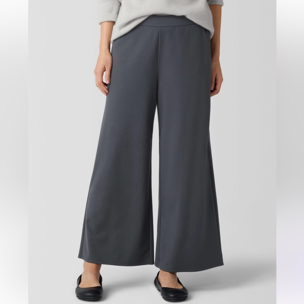 Eileen Fisher Lightweight Ponte Wide-Leg Pants in “ebony” - Picture 2 of 12